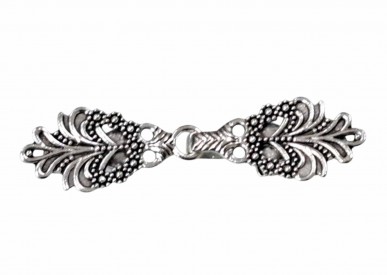 Vestsluiting oudzilver met stevige knijpers  Fantasie  Afmetingen:  ongeveer 72 x 17 mm