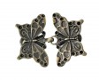 Vestsluiting oudbrons met stevige knijpers  Vlinder met grote stippen  Metaal  Afmetingen:  ongeveer 72 x 17 mm