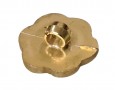Goudkleurige kunststof bloemknoop op een steeltje  Met 2 kleurige gele bloem  Doorsnee ongeveer 18mm.