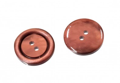 Kunststof knoop 2 gaats  Cognac  Doorsnee ongeveer 18 mm