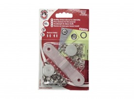 Roland Baby inslag drukknopen met werktuig. Een open rondje.  Kleur: Zilver/nickel  Doorsnee 9.7 mm/10mm . Roestvrij metaal