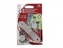 Roland Baby inslag drukknopen met werktuig. Een open rondje. Wit  Doorsnee 9.7 mm/10mm Messing (Roestbestendig)  15 stuks 