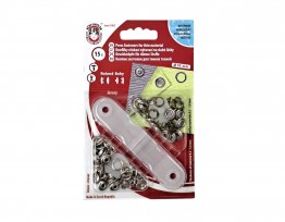 Roland Baby inslag drukknopen met werktuig. Een open rondje. Brons  Doorsnee 9.7 mm/10mm Messing (Roestbeste