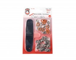 Roland Baby inslag drukknopen met werktuig. Een open rondje. Oranje  Doorsnee 9.7 mm/10mm Messing (Roestbeste