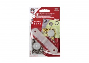 Roland Baby inslag drukknopen met werktuig. Een open rondje. Geel  Doorsnee 9.7 mm/10mm Messing (Roestbeste