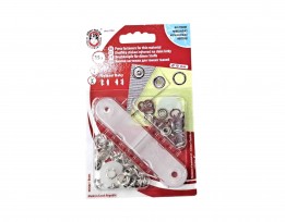Roland Baby inslag drukknopen met werktuig. Een open rondje. Donkerrood.  Doorsnee 9.7 mm/10mm Messing (Roestbeste