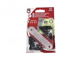 Roland Baby inslag drukknopen met werktuig. Een open rondje.Black.  Doorsnee 9.7 mm/10mm Messing (Roestbeste