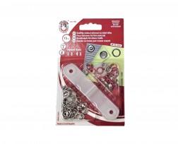 Roland Baby inslag drukknopen met werktuig. Een open rondje.Pink.  Doorsnee 9.7 mm/10mm Messing (Roestbeste
