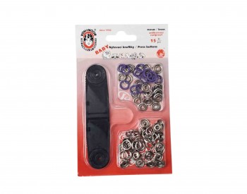 Roland Baby inslag drukknopen met werktuig. Een open rondje.Pink.  Doorsnee 9.7 mm/10mm Messing (Roestbeste