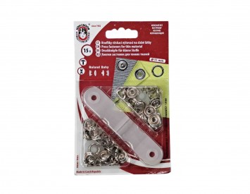 Roland Baby inslag drukknopen met werktuig. Een open rondje.  Kleur: Zilver/nickel  Doorsnee 11 mm  Messing roestvrij
