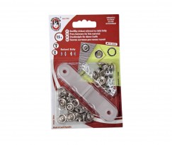 Roland Baby inslag drukknopen met werktuig. Een open rondje. Wit  Doorsnee 11 mm Messing (Roestbestendig)  15 stuks 