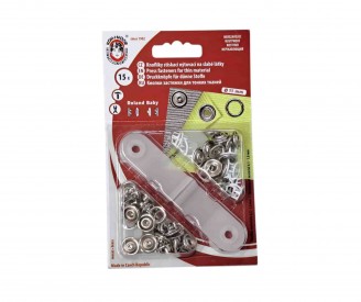 Roland Baby inslag drukknopen met werktuig. Een open rondje. Wit  Doorsnee 11 mm Messing (Roestbestendig)  15 stuks 