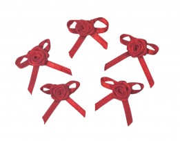 Roos met strikje applicatie Rood roosstrikje  RS655