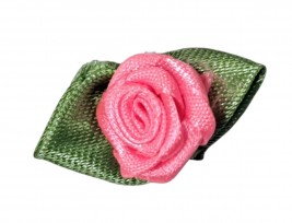 Bloem applicatie Pink roosje met groen  219R
