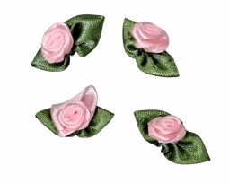 Bloem applicatie Roze roosje met groen  221R