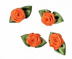 Bloem applicatie Oranje  roosje met groen  223R