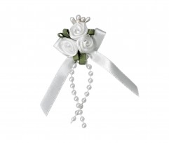 Corsage applicatie roosstrikje Wit