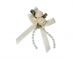 Corsage applicatie roosstrikje Creme