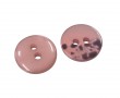 2 Gaats kunststof knoop oud roze met een doorsnee van ongeveer 11 mm.  1 kant effen, de andere kant gevlekt.