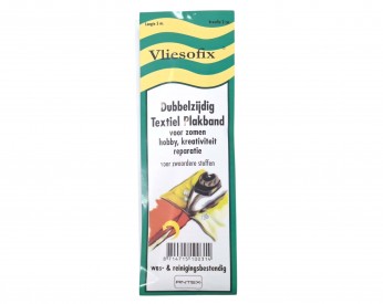 Fliesofix. Dubbelzijdig textielplakband. Instrijkbaar zoomband. 2 cm breed. Geschikt voor zwaardere stoffen.  Een pakje van 5 mt