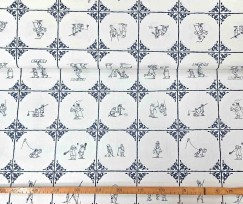 Delftsblauw  Linnen  Zwart motief