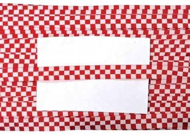 Sierband met rood/wite blokken  Breed:  15 mm