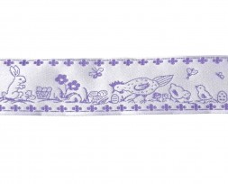 Sierband Paars met kip, kuiken en haasje  33mm