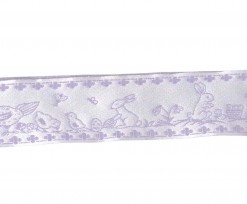 Sierband Lila met kip, kuiken en haasje  33mm