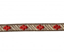 Sinterklaasband goud met rode ruit  13 mm  1319