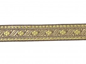 Sinterklaasband goud met goudgele ruiten  30 mm breed