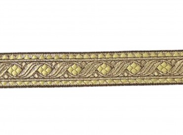 Sinterklaasband goud met goudgele ruiten  30 mm breed