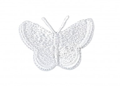 Vlinder applicatie, opstrijkbaar  Wit  Ongeveer 5 x 3,5 cm
