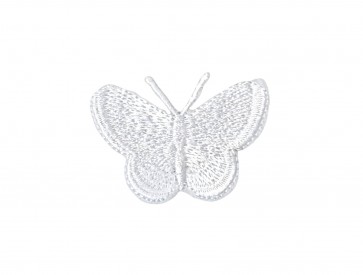 Vlinder applicatie, opstrijkbaar  Wit  Ongeveer 3,5 x 2,5 cm