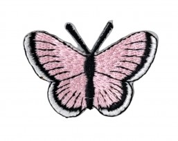 Vlinder applicatie Roze met wit randje 5 cm  30579