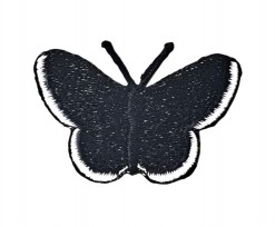 Vlinder applicatie Zwart met wit randje 5cm  30572