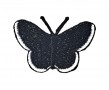 Vlinder applicatie, opstrijkbaar  Zwart  Ongeveer 5 x 3,5 cm