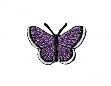 Vlinder applicatie,opstrijkbaar.  Paars glitter.  Ongeveer 3,5 x 2,5 cm