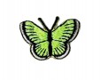 Vlinder applicatie,opstrijkbaar.  Neon groen.  Ongeveer 3,5 x 2,5 cm