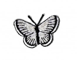 Vlinder applicatie Zilvergrijs glitter 3.5 cm  30563