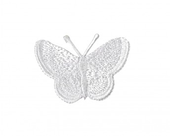 Vlinder applicatie, van HKM  Opstrijkbaar  Wit  Ongeveer 3,5 x 2,5 cm