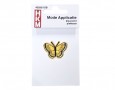 Vlinder applicatie,van HKM  Opstrijkbaar.  Geel met wit en zwart randje  Ongeveer 3,5 x 2,5 cm