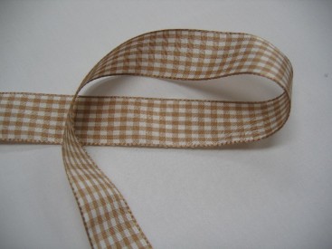 Boerenbont lint Zand/wit geruit 38mm breed