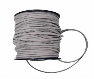 Suede koord.  Lichtgrijs  Breed: ongeveer 3 mm.  De prijs is per meter en "1" staat voor 1 meter