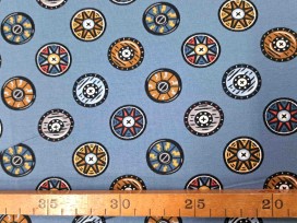 Oeko Tex kindertricot Jeansblauw met vikingschild 4708-04N