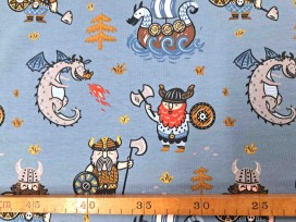 Oeko-Tex kindertricot Jeansblauw met viking 4709-04N