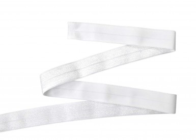 Elastisch vouwtres biaisband wit  20 mm breed  Elastisch biaisband wordt gebruikt om rekbare stoffen af te werken.  