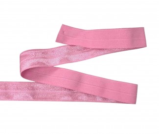 Elastisch vouwtres biaisband.  Oudroze.  20 mm breed.  Elastisch biaisband wordt gebruikt om rekbare stoffen af te werken.