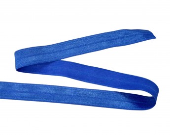Elastisch vouwtres biaisband.  Kobalt.  20 mm breed.  Elastisch biaisband wordt gebruikt om rekbare stoffen af te werken.
