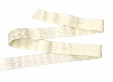 Elastisch biaisband creme  2 cm breed vouw tresband
