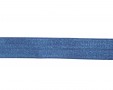 Elastisch vouwtres biaisband.  Jeansblauw.  20 mm breed.  Elastisch biaisband wordt gebruikt om rekbare stoffen af te werken.